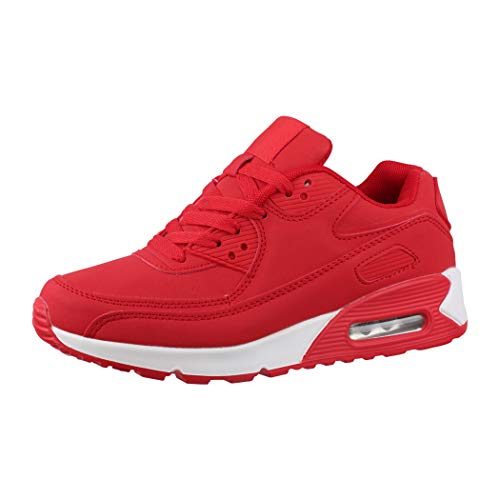 Trendige Unisex Sneaker Damen Herren Kinder Sport Laufschuhe Turnschuhe Chunkyrayan Y011-H011 Red-36 von Elara