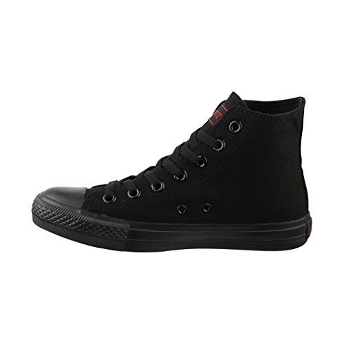 Elara Unisex Kult Sneaker | Bequeme Sportschuhe für Damen und Herren | High Top Textil Schuhe|Chunkyrayan Farbe, Alles Schwarz, 41 EU von Elara