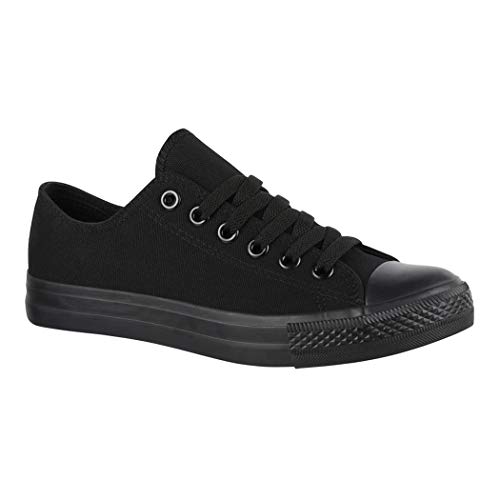 Elara Unisex Sneaker Low top Turnschuh Textil Chunkyrayan 89A35B-Allblack-37 von Elara