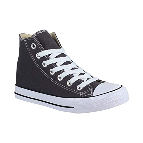 Elara Unisex Sneaker Sportschuhe High Top Turnschuh Chunkyrayan 014-A DK.Grey 38 von Elara