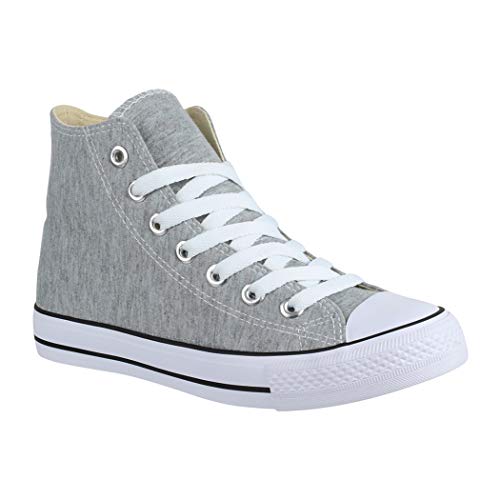 Elara Unisex Sneaker High Top Sportschuhe Chunkyrayan 019-A LT.Grey 39 von Elara