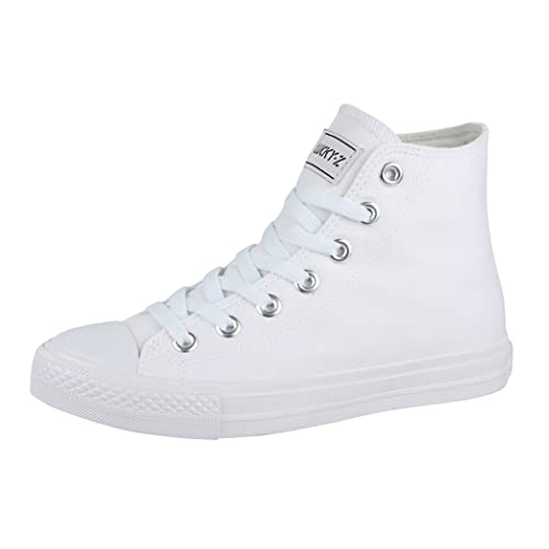 Elara Unisex Sneaker Damen Herren High Top CA014/CB019 AllWhite 45 von Elara