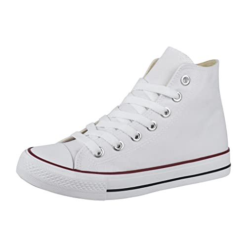 Elara Unisex Sneaker Damen Herren High Top White-39 von Elara