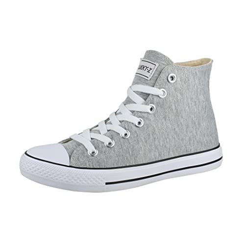 Elara Unisex Sneaker Damen Herren High Top Chunkyrayan CA014/CB019 lt.Grey-41 von Elara