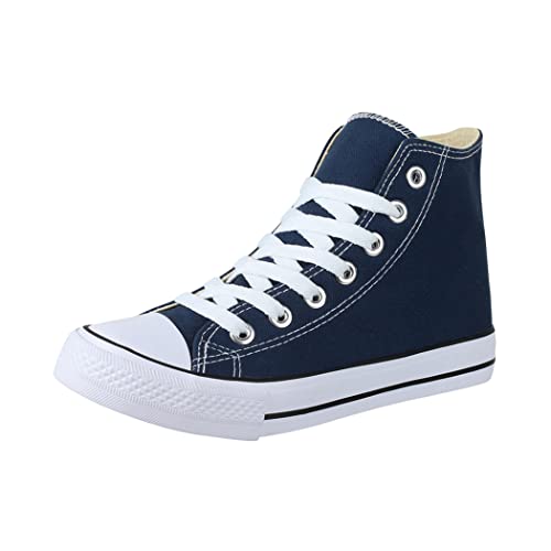 Elara Unisex Sneaker Damen Herren High Top Chunkyrayan Chucks-Hoch-E5-E8-Navy-38 von Elara