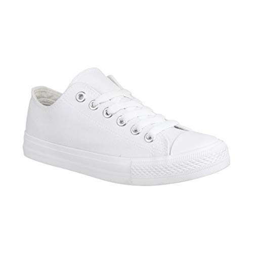 Elara Unisex Sneaker Damen Herren Low Top Chunkyrayan 3500-3501 Allwhite Silber Oese-36 von Elara