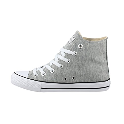 Elara Unisex Sneaker High Top Sportschuhe Chunkyrayan 019-A-Lightgrau-45 von Elara