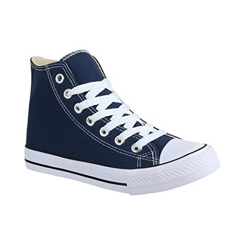Elara Unisex Sneaker High Top Sportschuhe Chunkyrayan P E-8 Dunkelblau-43 von Elara
