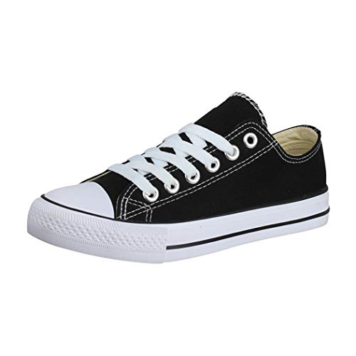 Elara Unisex Sneaker Low top Turnschuh Textil Chunkyrayan 01-A P YD3230-Schwarz-41 von Elara