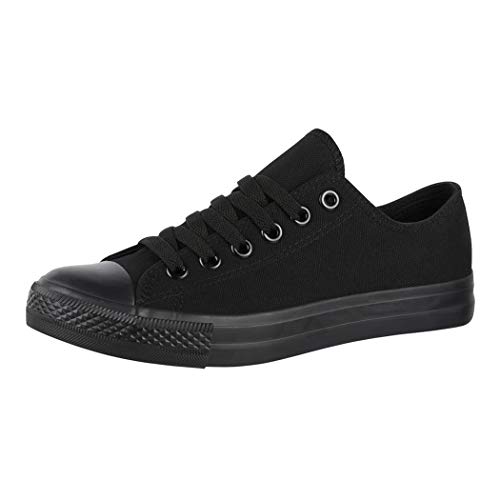 Elara Unisex Sneaker Low top Turnschuh Textil Chunkyrayan 01A-35B-Allblack-38 von Elara