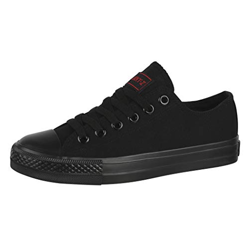 Elara Unisex Sneaker Low top Turnschuh Textil Chunkyrayan 01A-luc-Allblack-44 von Elara