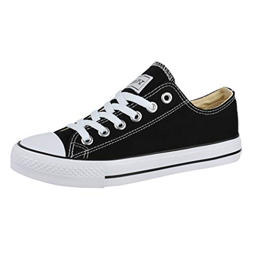 Elara Unisex Sneaker Low top Turnschuh Textil Chunkyrayan 01A-luc-Black-38 von Elara