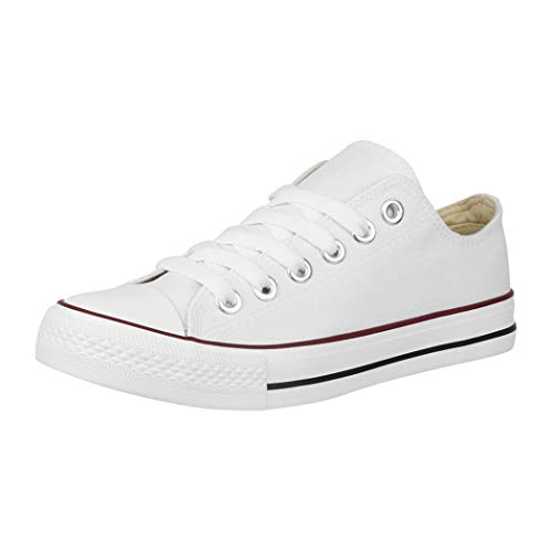 Elara Unisex Sneaker Low top Turnschuh Textil Chunkyrayan 3500-3501 White-36 von Elara