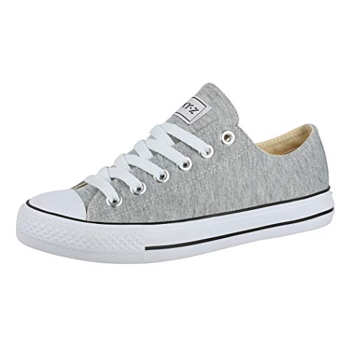 Elara Unisex Sneaker Low top Turnschuh Textil Chunkyrayan M CA01-CB09 LtGrey-44 von Elara