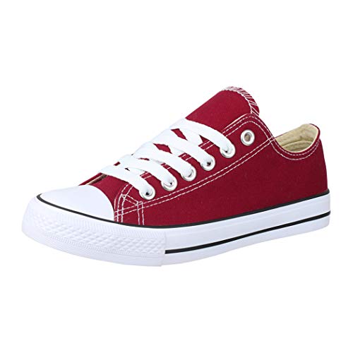 Elara Unisex Sneaker Low top Turnschuh Textil Chunkyrayan 36-46 A-YD3230-Bordorot-36 von Elara