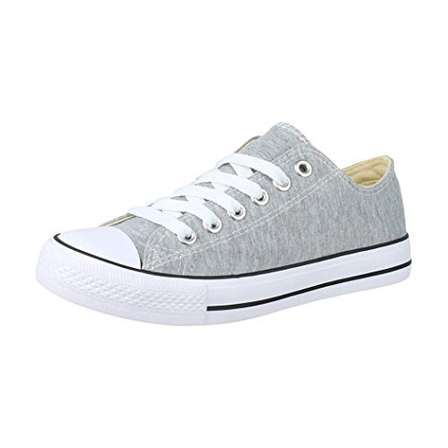 Elara Unisex Sneaker Low top Turnschuh Textil Chunkyrayan CHF Lt.Grey-37 von Elara