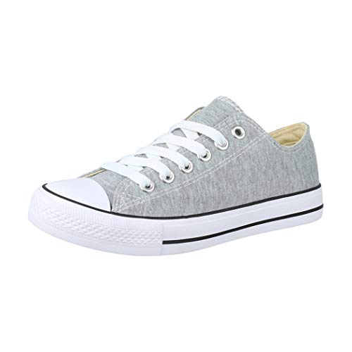 Elara Unisex Sneaker Low top Turnschuh Textil Chunkyrayan CHF Lt.Grey-44 von Elara