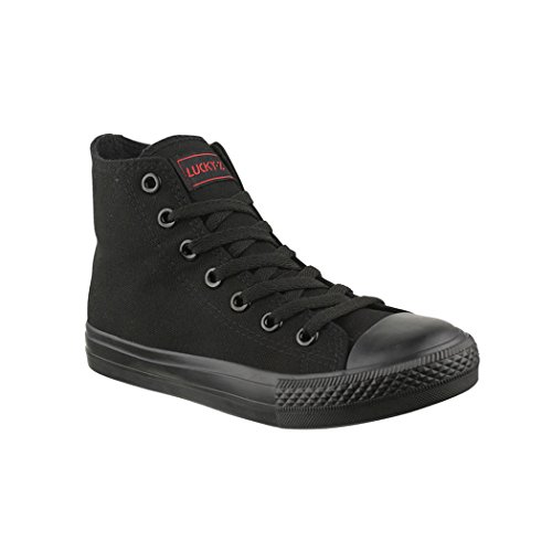 Elara Unisex Sneaker Sportschuhe High Top Turnschuh Chunkyrayan 014-A-Black-Black-39 von Elara