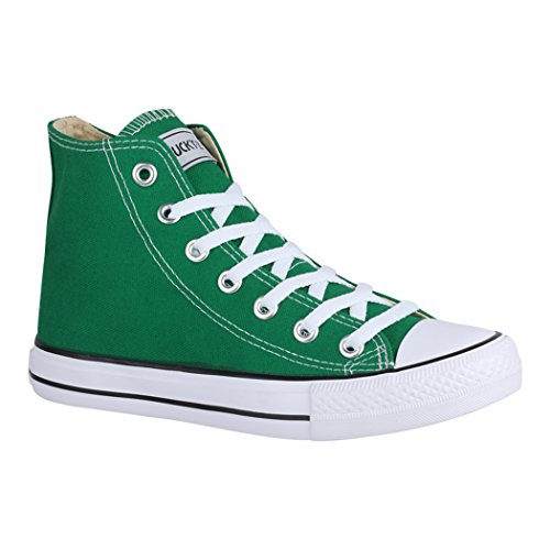 Elara Unisex Sneaker Sportschuhe High Top Turnschuh Chunkyrayan 014-A-CA014-Green-46 von Elara