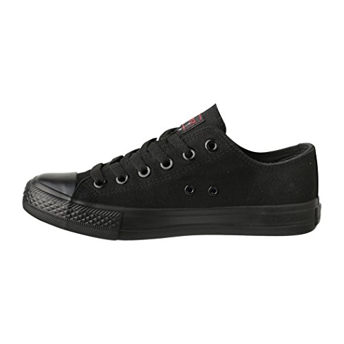 Elara Unisex Sneaker Textil Turnschuh Low top Chunkyrayan 089-A-AllBlack-36 von Elara