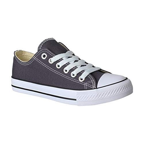 Elara Unisex Sneaker Textil Turnschuh Low top Chunkyrayan CHF Dk.Grey-37 von Elara