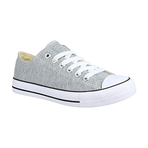 Elara Unisex Sneaker Textil Turnschuh Low top Chunkyrayan CHF Lt.Grey-36 von Elara