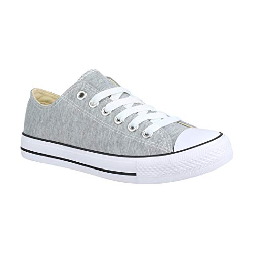 Elara Unisex Sneaker Textil Turnschuh Low top Chunkyrayan CHF Lt.Grey-46 von Elara