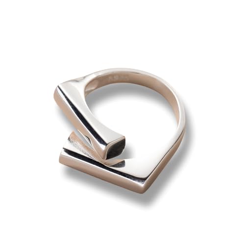 Elarith Ring für Damen und Herren, quadratisch, versetzt, 925 versilbert, modischer Paarring, Schmuckgeschenk mit Nischendesign von Elarith