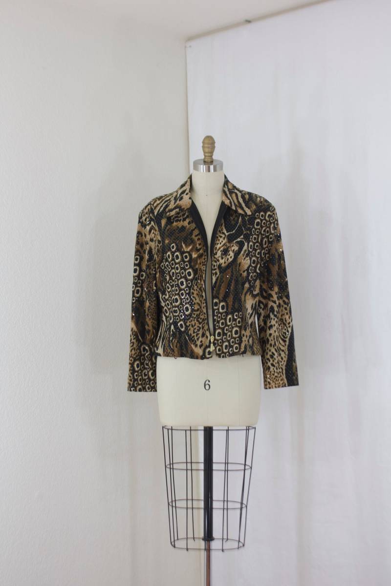 Vintage Jungle Print Jacke Größe 14/Leichte von ElasVintageFinds