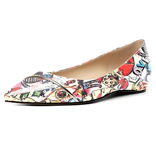 Elashe Damen Ballet Flats Spitze Flache Schuhe 2cm Slip On Low Heel Pumps Bequeme Hochzeit Schuhe Mehrfarbig EU43 von Elashe