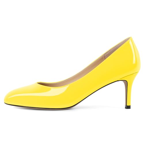 Elashe Damen Geschlossene Zehen Elegante Pumps Slip On Komfort Trifft Kitten Absatz Raffinesse für Hochzeitsbräute & Fest Anlässe 6,5 cm Niedriger Absatz Gelb EU43 Elashe Damen Geschlossene Zehen Elegante Pumps Slip On Komfort Trifft Kitten Absatz Raffinesse für Hochzeitsbräute & Fest Anlässe 6,5 cm Niedriger Absatz Gelb EU43 von Elashe