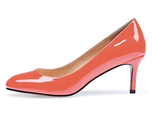 Elashe Damen Kitten-Heel Bunt Elegante Pumps Schuhe Orange EU43 von Elashe