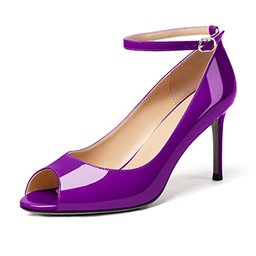 Elashe Damen Peep Toe Stilettos 3.35'' High Heel Pumps Violett EU45 von Elashe