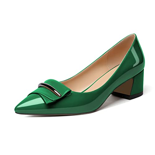 Elashe Damen Pumps 2'' Blockabsatz Mid Heel Pumps Grün EU37 von Elashe