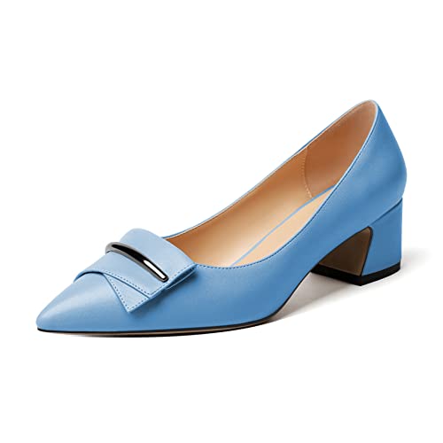 Elashe Damen Pumps Blockabsatz 5cm Blau EU39 von Elashe