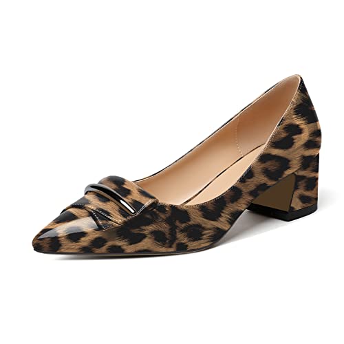 Elashe Damen Pumps Blockabsatz Abend Pumps Leopard EU38 von Elashe