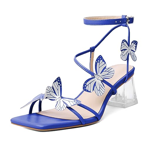 Elashe Damen Schmetterling Heels Chunky Blockabsatz Eckiger Zehen Open Toe Knöchelriemen Sandalen Schnürung Hochzeitskleid Schuhe 5CM Royalblau EU38 Elashe Damen Schmetterling Heels Chunky Blockabsatz Eckiger Zehen Open Toe Knöchelriemen Sandalen Schnürung Hochzeitskleid Schuhe 5CM Royalblau EU38 von Elashe