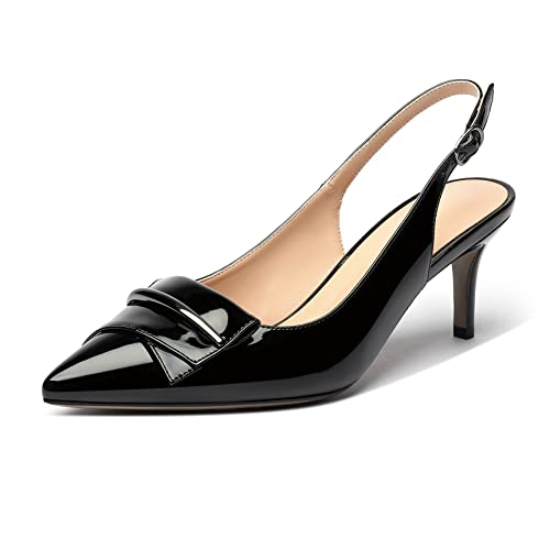 Elashe Damen Slingback Pumps 2.6'' Spitze Stiletto Heels Klassische Absatzschuhe Hochzeit Hochhackige Sandalen Sommer Abend Schwarz EU45 von Elashe