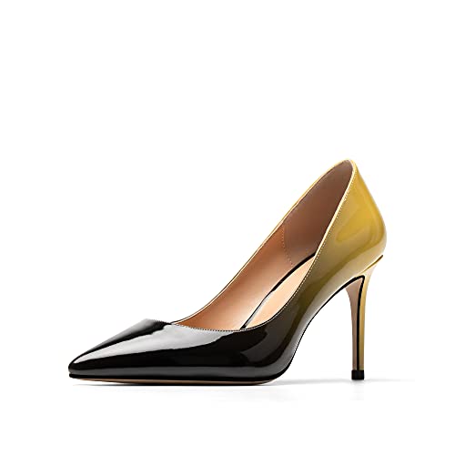 Elashe Damen Spitz Zehe Stiletto-Heels mit Farbverlauf, Sexy 8,5cm High Heels, Elegante Pumps Geeignet für Büro, Hochzeit GelbEU40 Elashe Damen Spitz Zehe Stiletto-Heels mit Farbverlauf, Sexy 8,5cm High Heels, Elegante Pumps Geeignet für Büro, Hochzeit GelbEU40 von Elashe