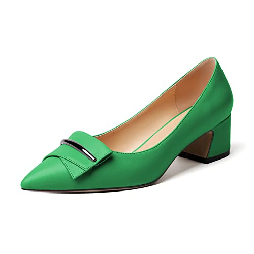 Elashe Damen Spitze Pumps Blockabsatz 5cm Matt Grün EU38 von Elashe