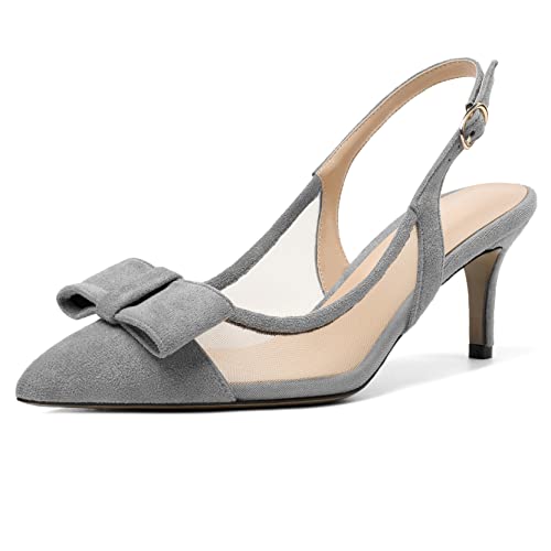 Elashe Damen Spitze Pumps Stiletto Heels Slingback Abendschuhe Grau EU38 von Elashe