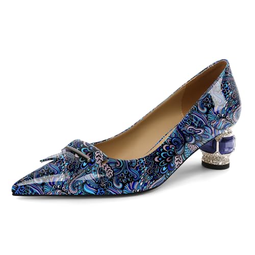 Elashe Pumps Damen Eventtauglich Lackleder 5 cm Blockabsatz Funkelnde Kristall Strass Akzente Spitze Zehe Schlupf für Hochzeiten Galas & Rote Teppich Blume Blau EU44 Elashe Pumps Damen Eventtauglich Lackleder 5 cm Blockabsatz Funkelnde Kristall Strass Akzente Spitze Zehe Schlupf für Hochzeiten Galas & Rote Teppich Blume Blau EU44 von Elashe