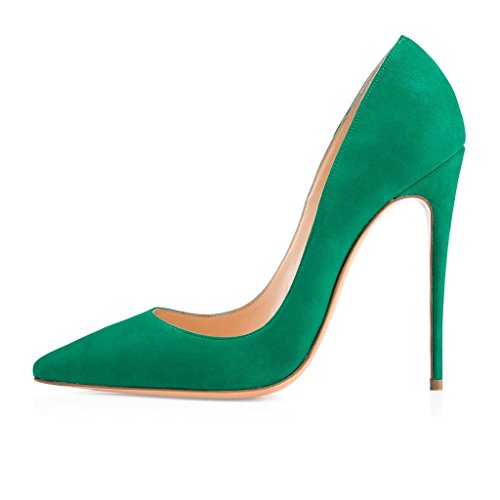 elashe Damen High Heel Pumps | 12cm Spitze Zehen Stiletto | Geschlossen Pumps Green EU43 von Elashe