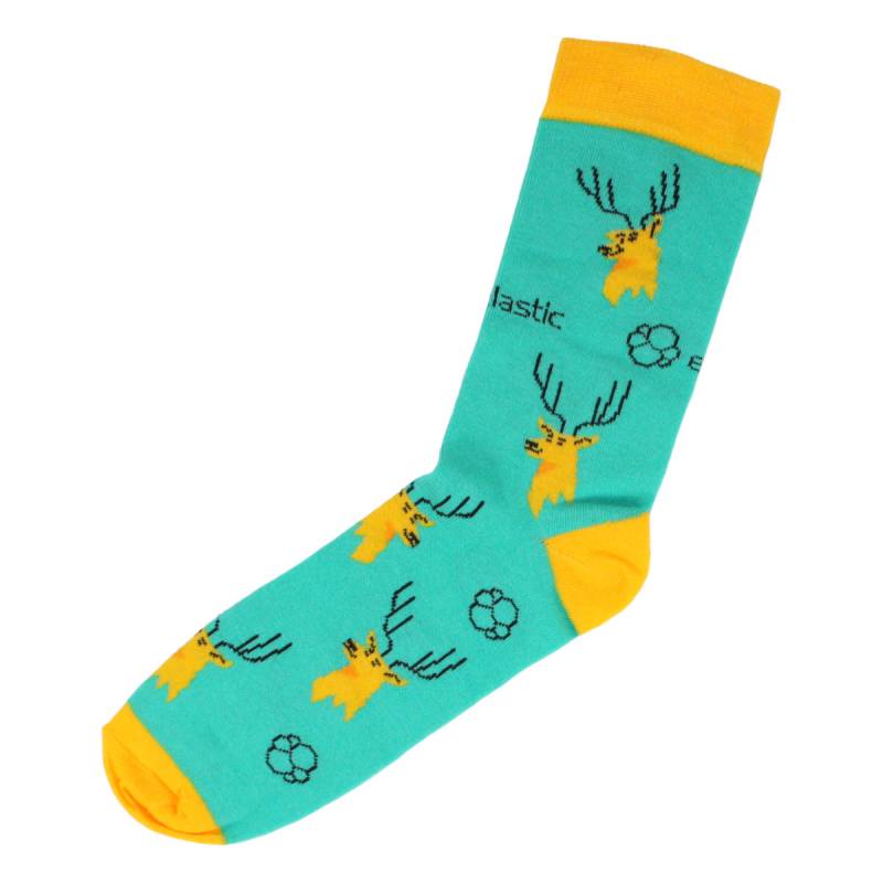 4 Paar Socken Elch Motiv Türkis Gelb Baumwolle One Size Freizeitsocken 4 Paar Socken Elch Motiv Türkis Gelb Baumwolle One Size Freizeitsocken von Elastic