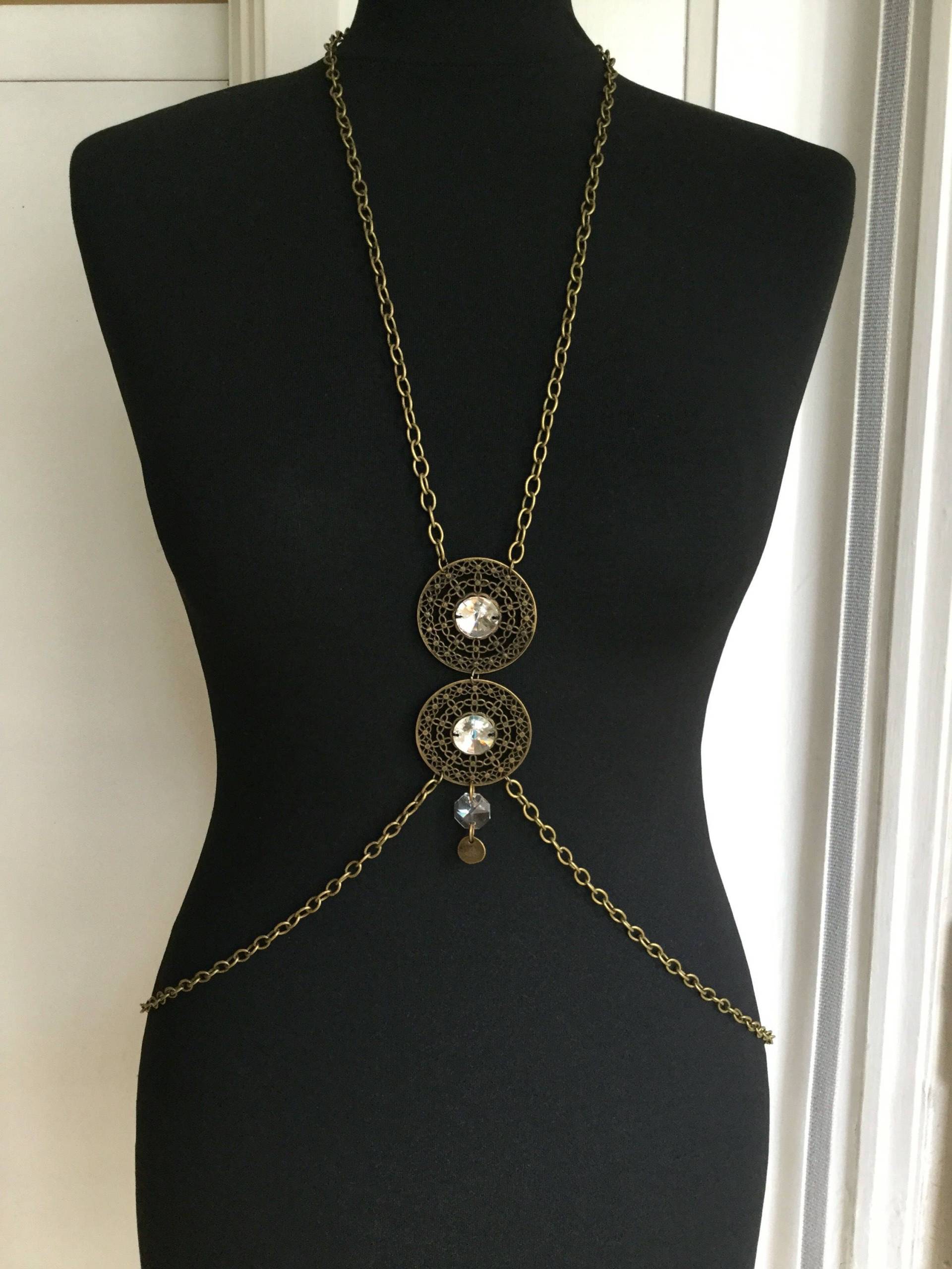 Sommer, Bodychain, Handgemachte Körperkette, Individuelle Halskette, Bodynecklace, Körperschmuck, Kristall Silber Sommer, Bodychain, Handgemachte Körperkette, Individuelle Halskette, Bodynecklace, Körperschmuck, Kristall Silber von ElbazardeKali