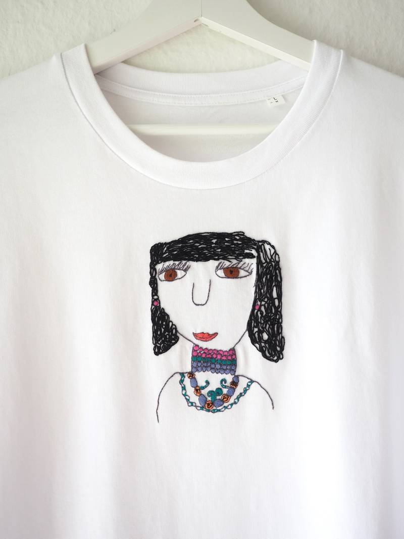 Hand Embroidered T-Shirt Based On A Child Drawing von ElbeStitchLab