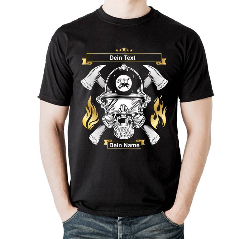 Feuerwehrmann, Heavy T-Shirt Personalisiert, Dein Name Freiwillige Oder Berufs - Feuerwehr, Maske Mit Logo Firefighter von Elbedruck