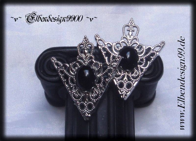Kragenecken ~Nightmare~ Schwarz Stecker Kragen Pins Wicca Pagan Hexe Göttin Gothic Broschen Steampunk Viktorianisch Mittelalter Renaissance von Elbendesign99