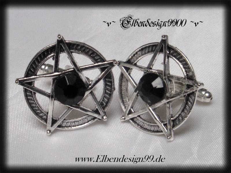 Manschettenknöpfe ~Pentacle~ Schwarz Pagan Gothic Cufflinks Pentagramm Celtic Herrenschmuck von Elbendesign99