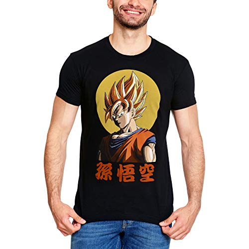 Dragon Ball Z Herren T-Shirt Super Saiyajin Son Goku Baumwolle schwarz - XL von Elbenwald